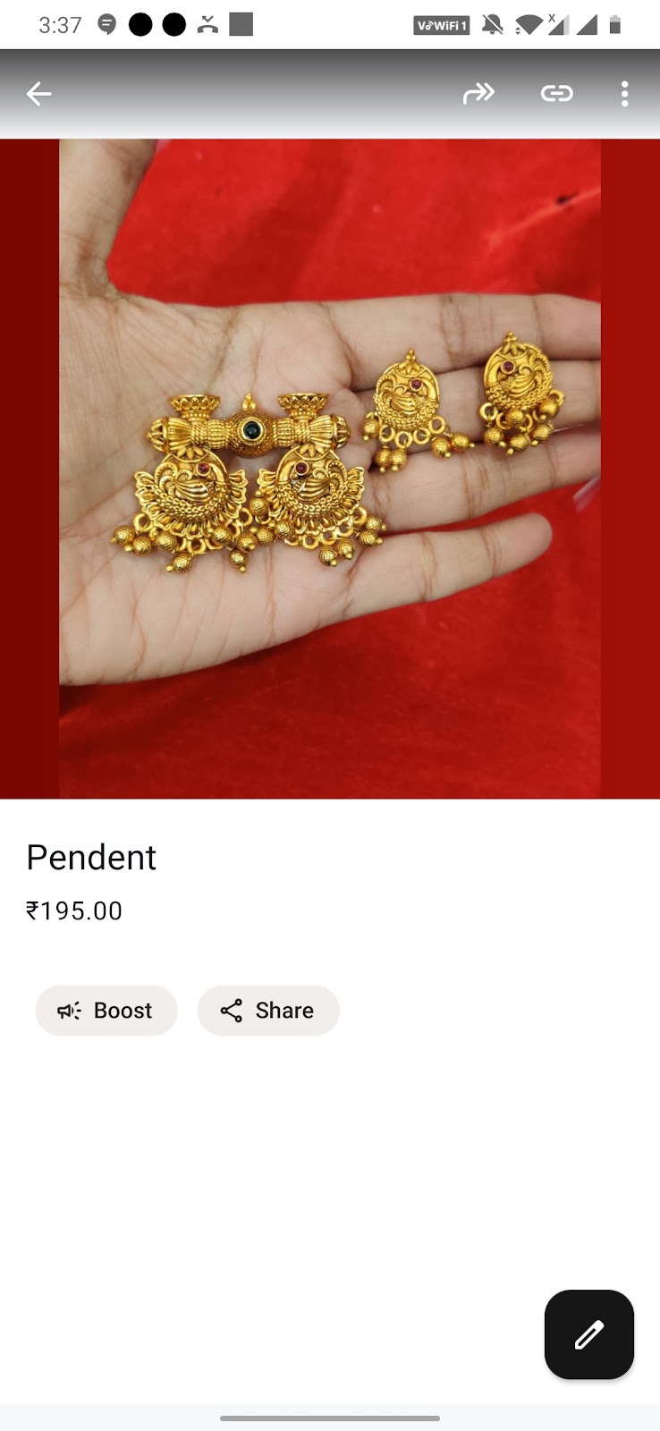 Gold pendent with earring ppp