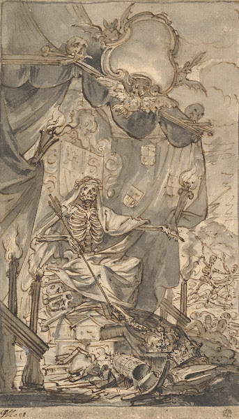 Death on a Canopied Throne Design for a Title Page late 17th century