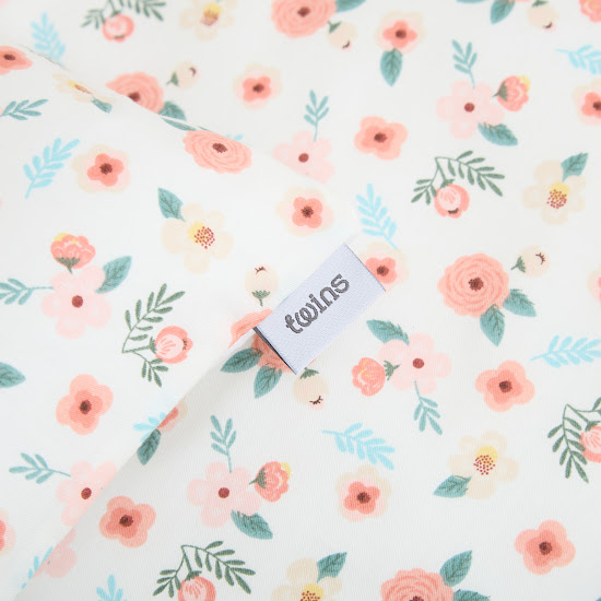 Детское сменное постельное белье 4 эл Twins Satin Limited Flowers розовый/экрю