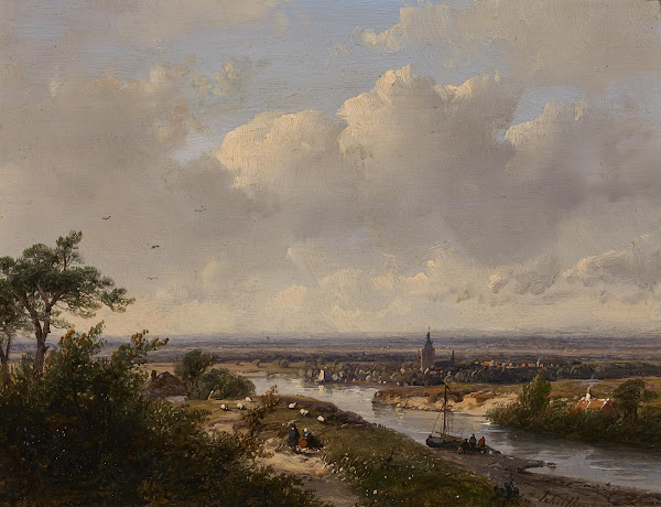 FlußLandschaft Mit Dorf 1852