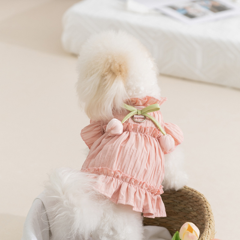 Two-legged dress for pets, pleated design