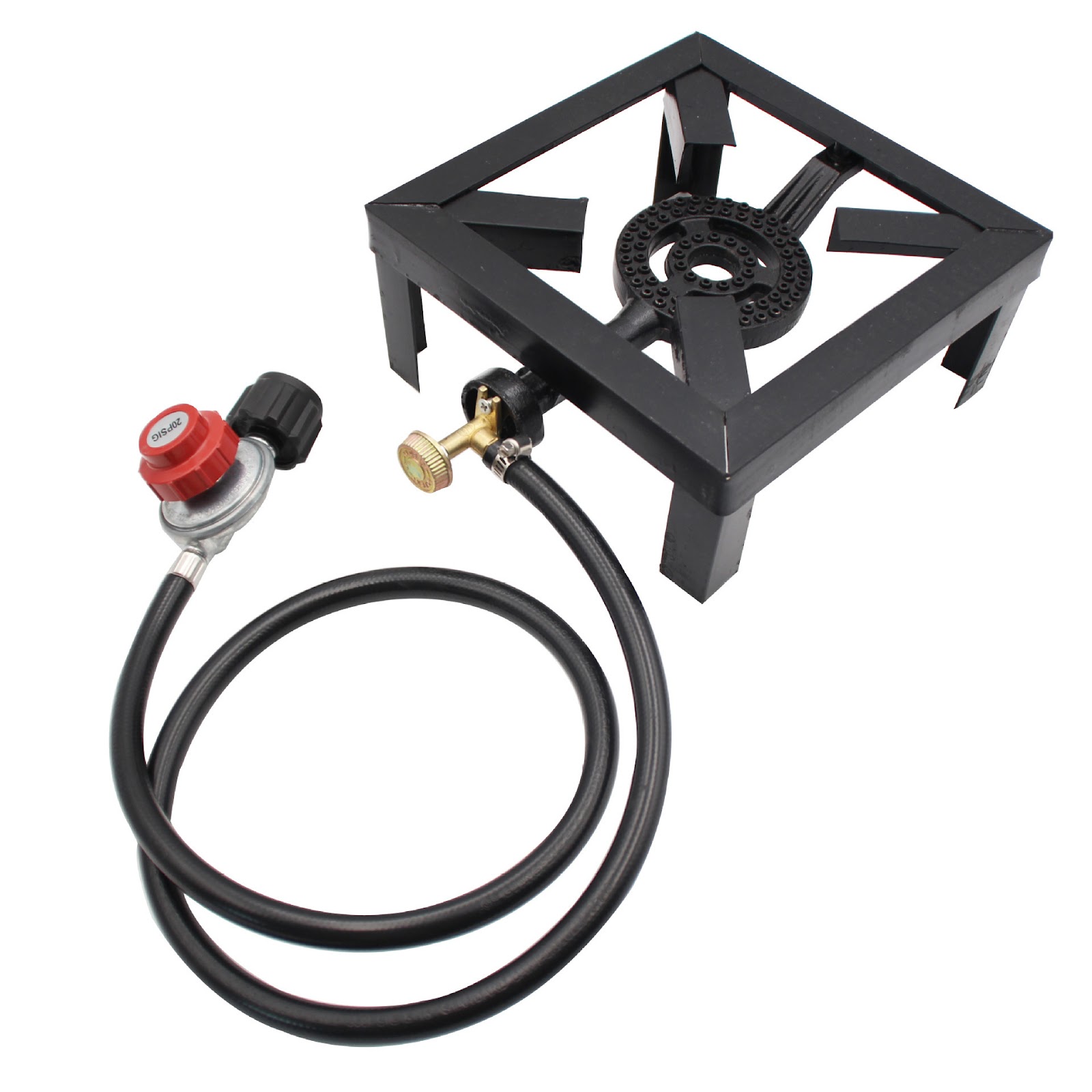Gas stove with frame, propane burner