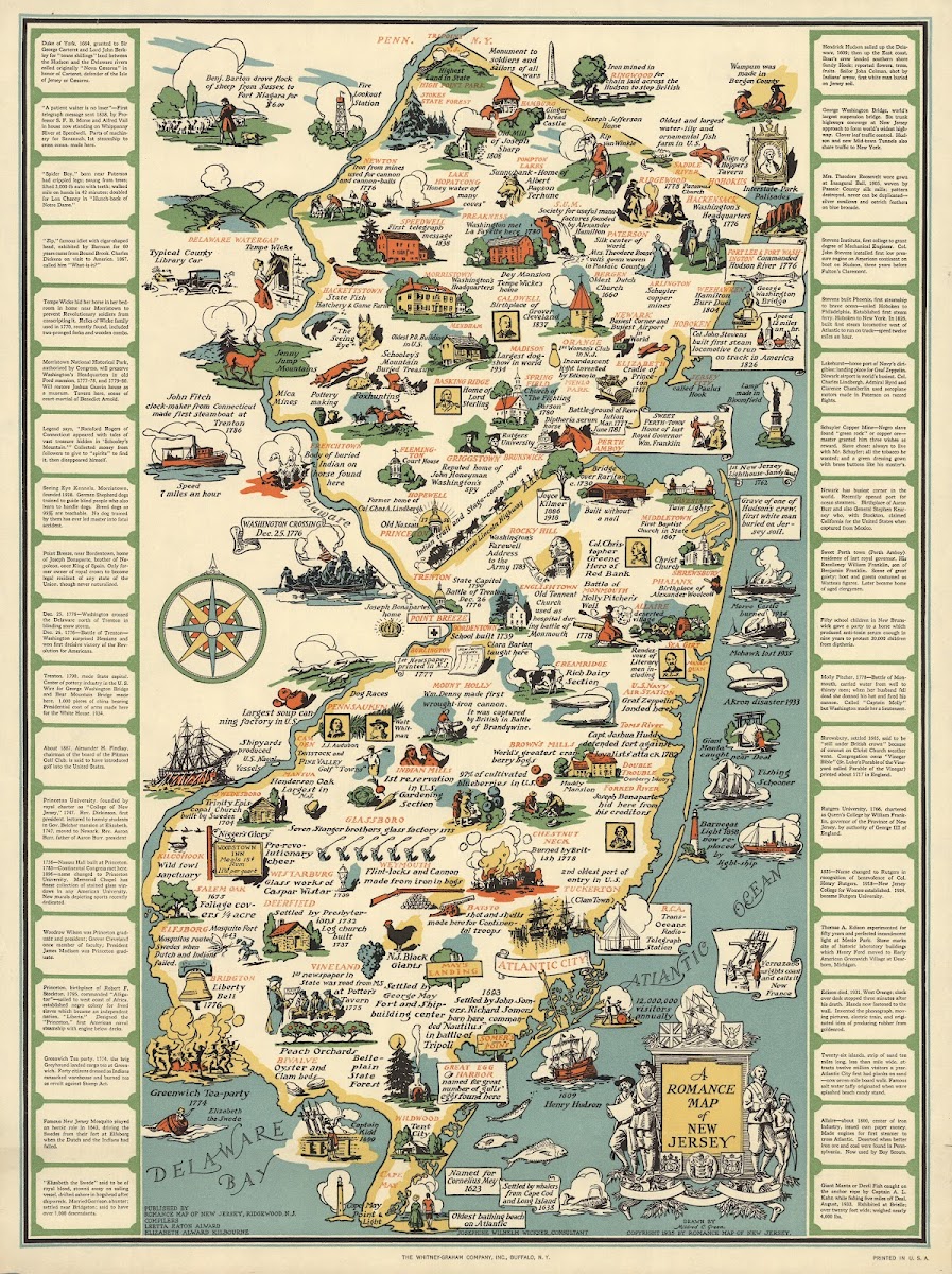 A Romance Map Of New Jersey 1935