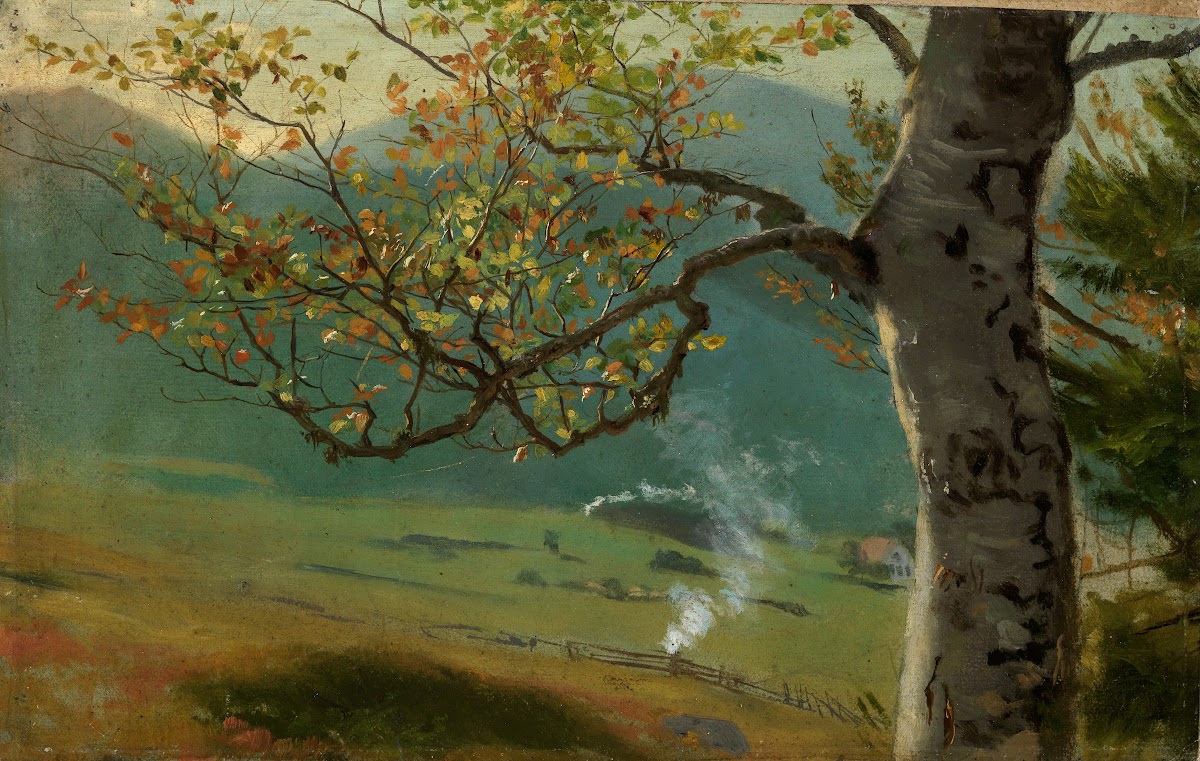 Herbstlicher Baum vor Wiesental ca 1862