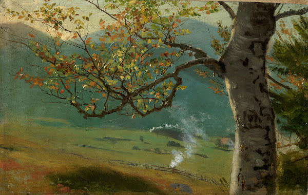 Herbstlicher Baum vor Wiesental ca 1862