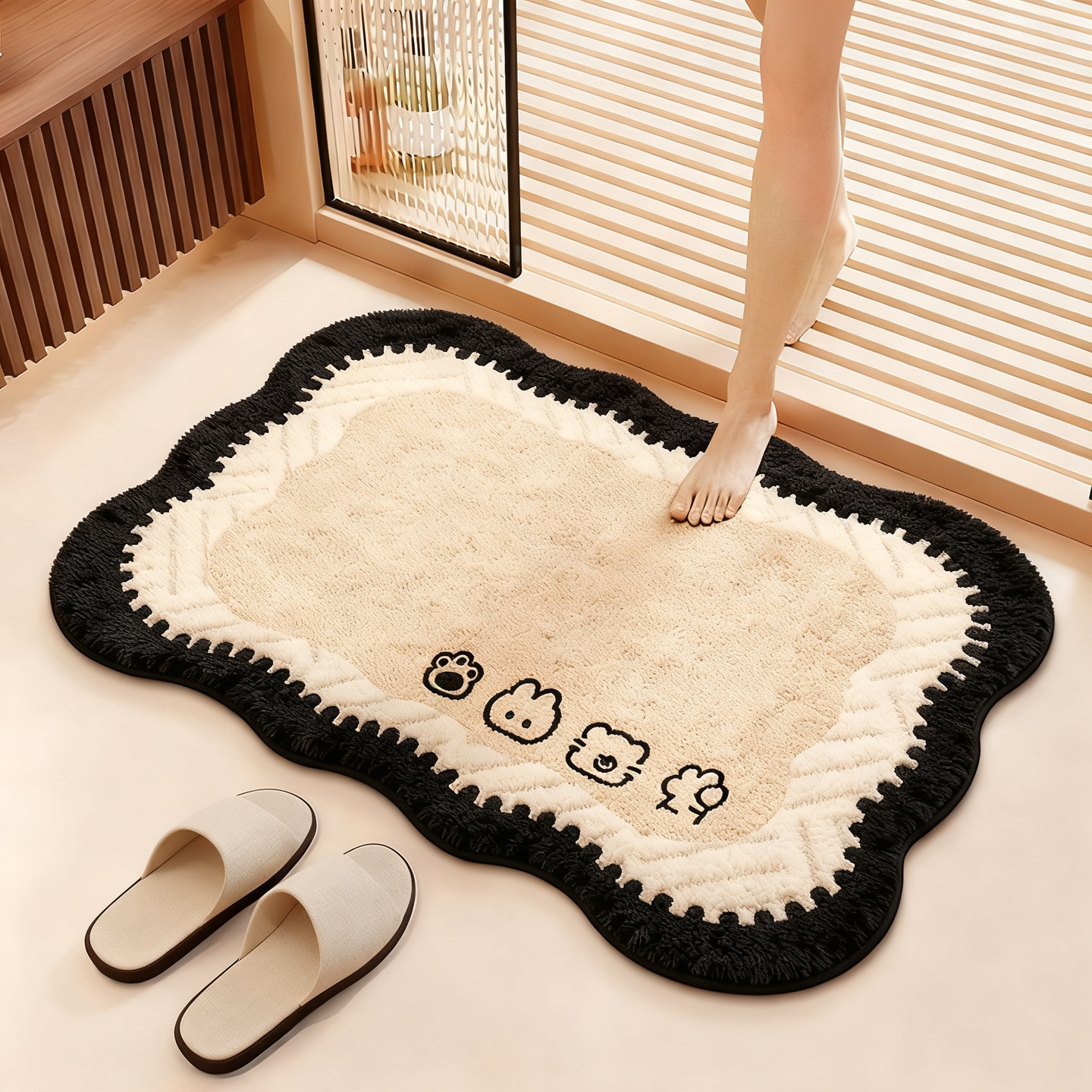 Faux Fur Bathroom Mat, Washable