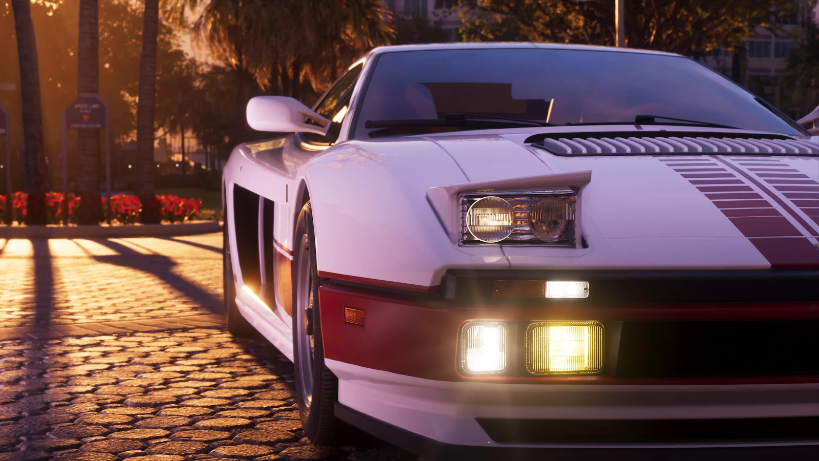 White Ferrari Testarossa - Video Game Capture 4K Wallpaper (3840x2160)