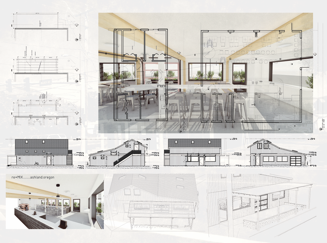 Technical drawings and plans for local ReMix Coffee Bar