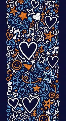 Heart Star Music Doodle Art