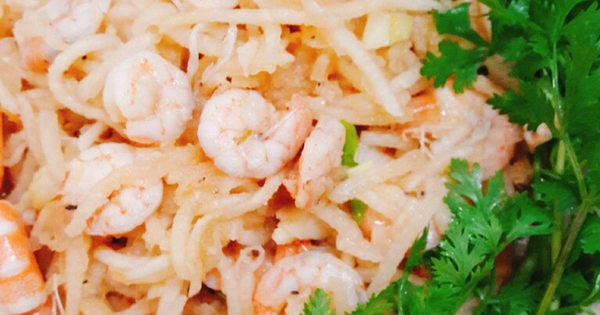 Củ sắn xào tép