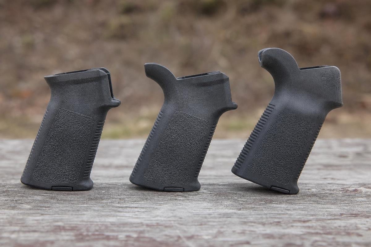 AR-15 grip angle diagram showing wrist position differences