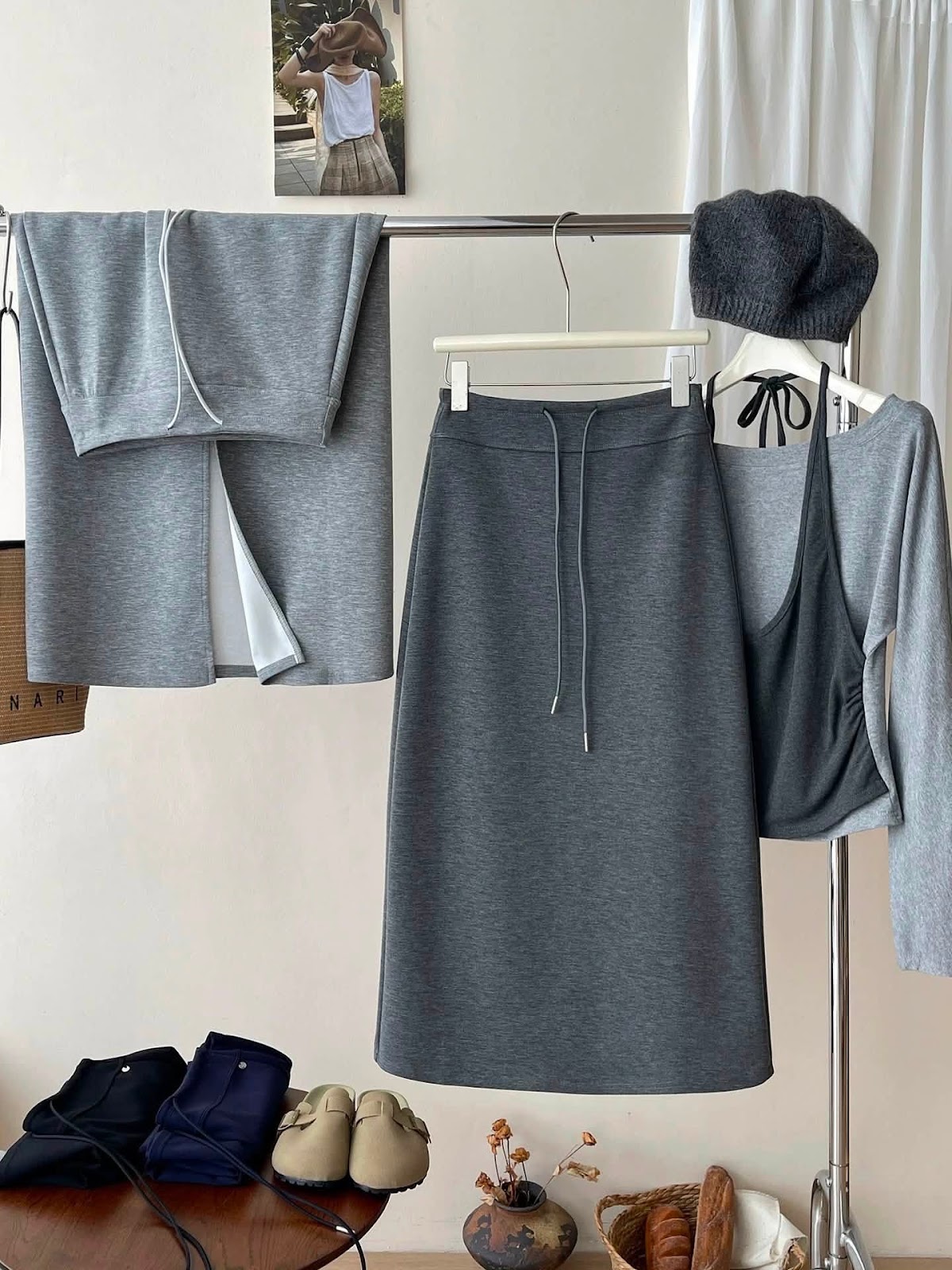 Chân váy dài thun lưng bản dây rút XONXEN SHOP 27062 – Image 2