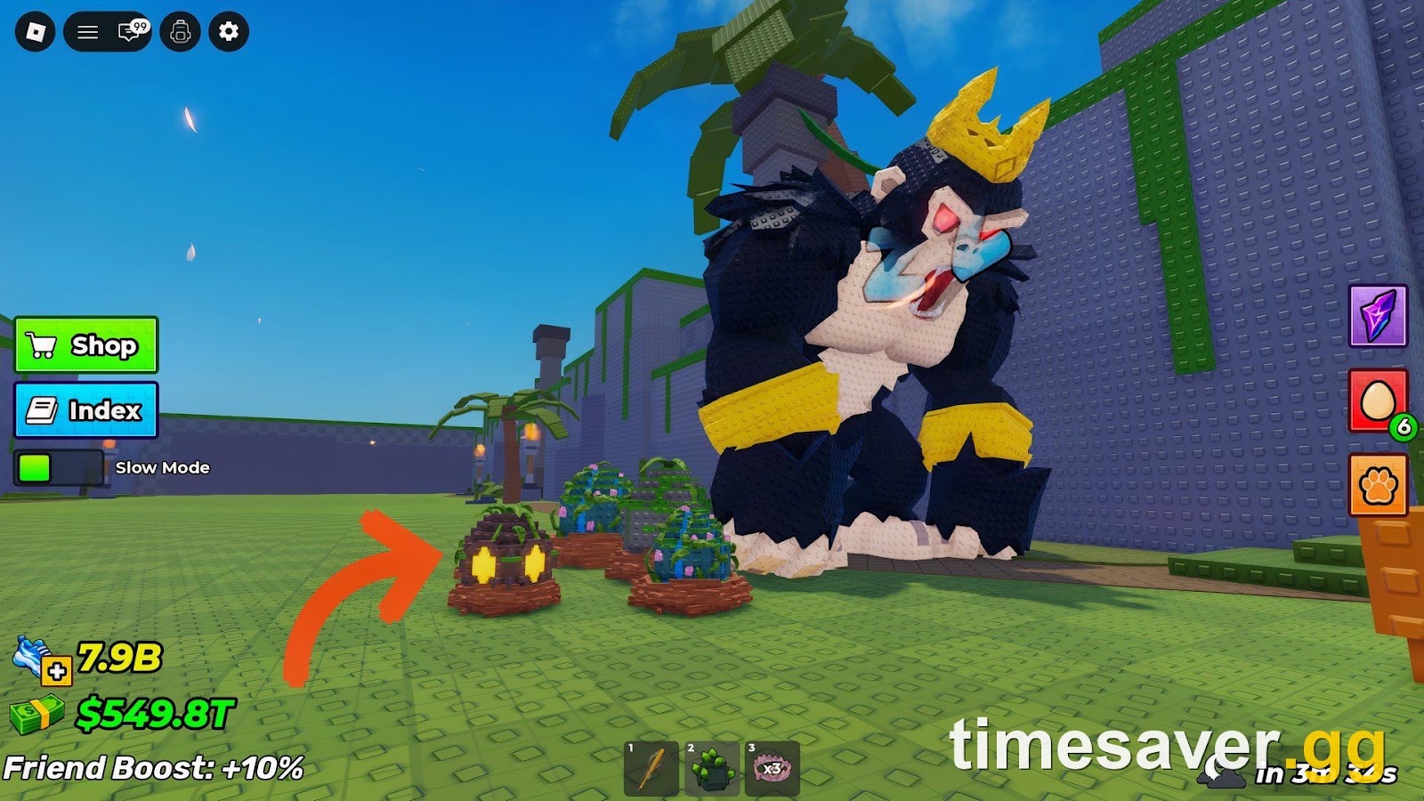 Steal An Egg late-game biome with the Gorilla King