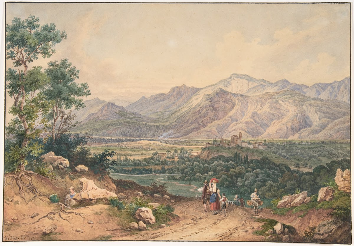 View Of Lebanon After An English Engraving And An Italianate Motif Of The Sabine
