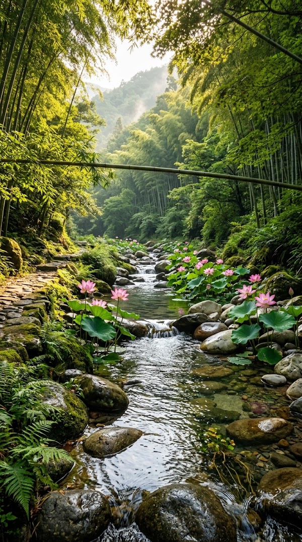 Solitude at the Zen Garden of Flowing Shadows