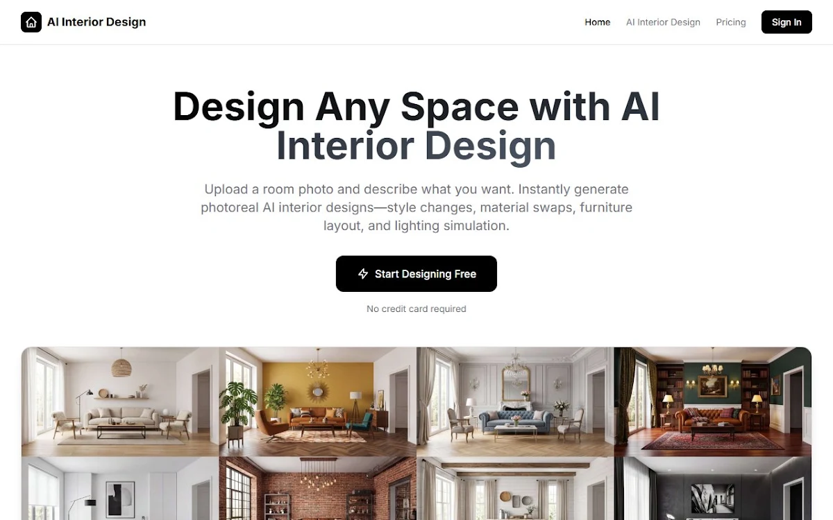 Captura de aiinteriordesign.io