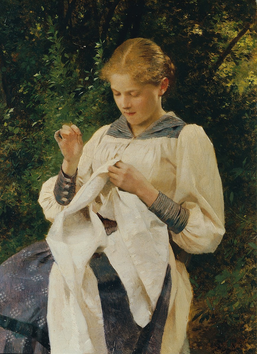 Mädchen mit Handarbeit Marianne von Scheibenhof Goriany