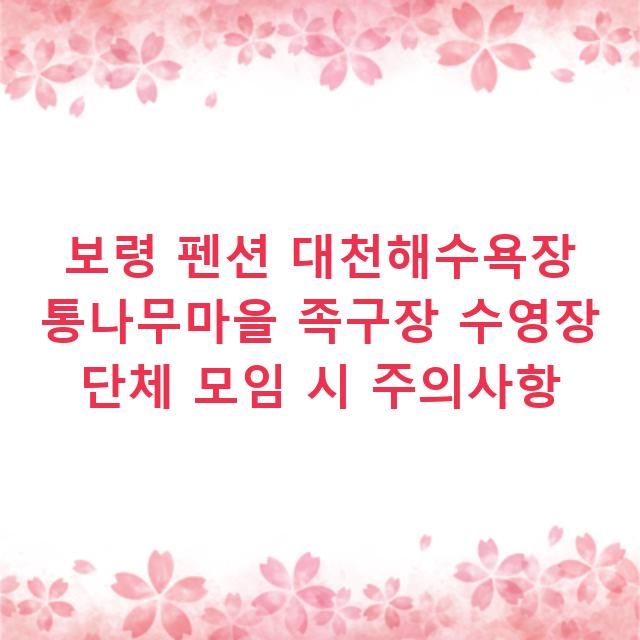 보령 펜션 대천해수욕장 통나무마을 족구장 수영장 단체 모임 시 주의사항