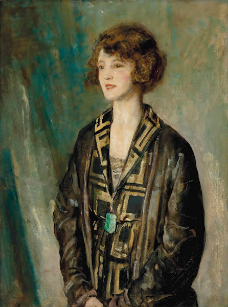 Portrait of Mrs Charles Romer Williams wearing a jade pendant