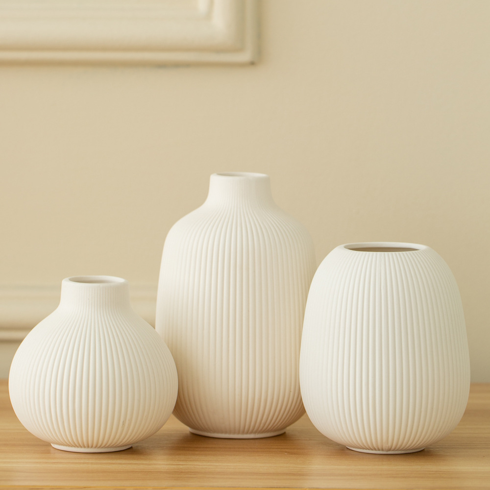 Keramikblumenvase, Landhausstil, Webstruktur