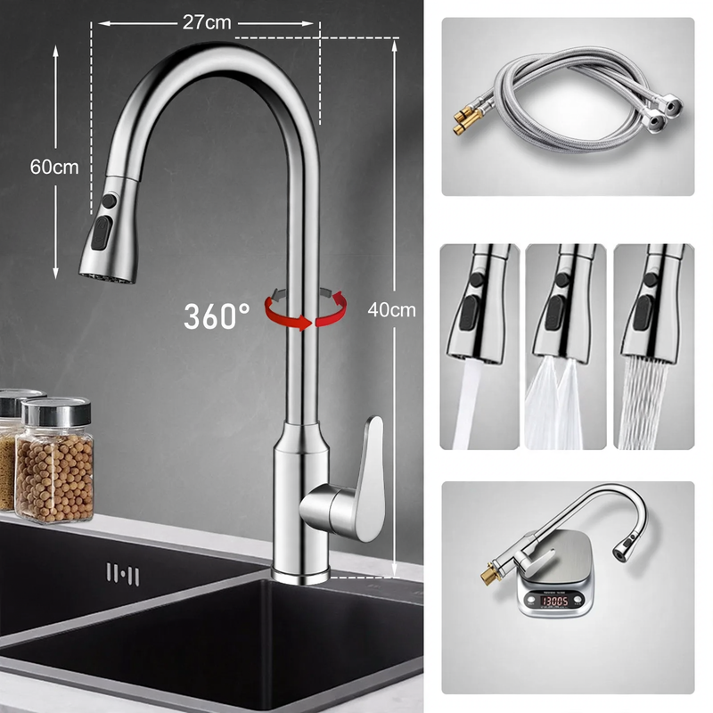 Pull-out kitchen faucet with ceramic valve