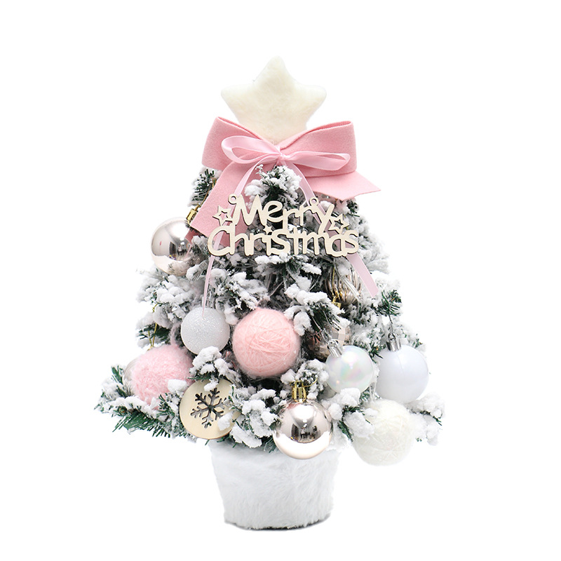 Mini Christmas tree for the table, PVC, flocked, with lighting