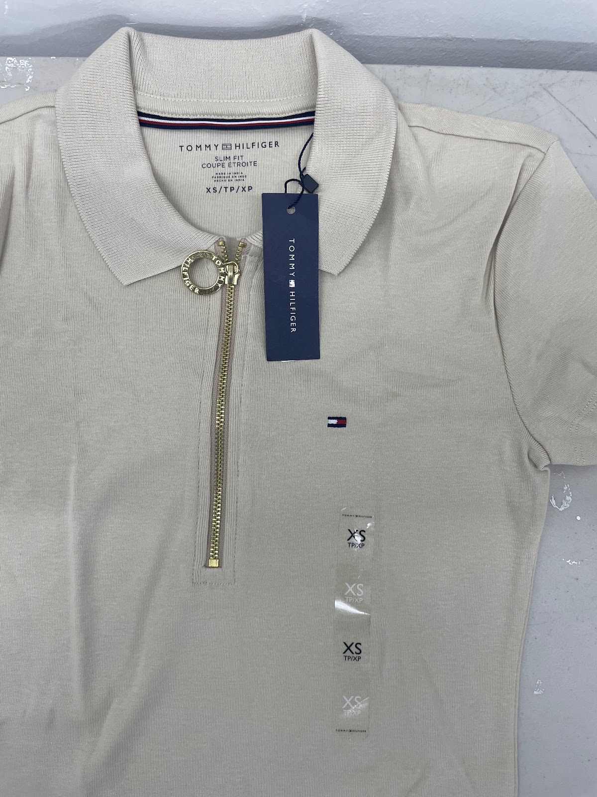 TH Polo Shirt Zip Light Brown S #2195
