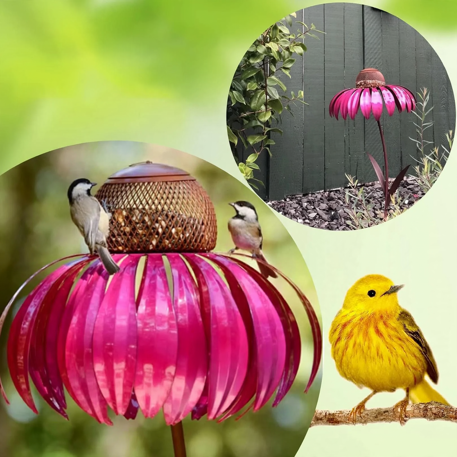 Flower Metal Bird Bath