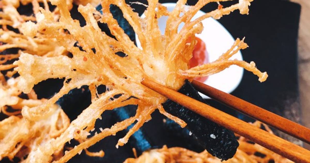 Nấm kim châm chiên giòn cuộn rong biển