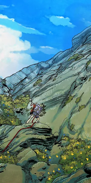 Adventurous Climbers On Rocky Mountain 4K Wallpaper Background