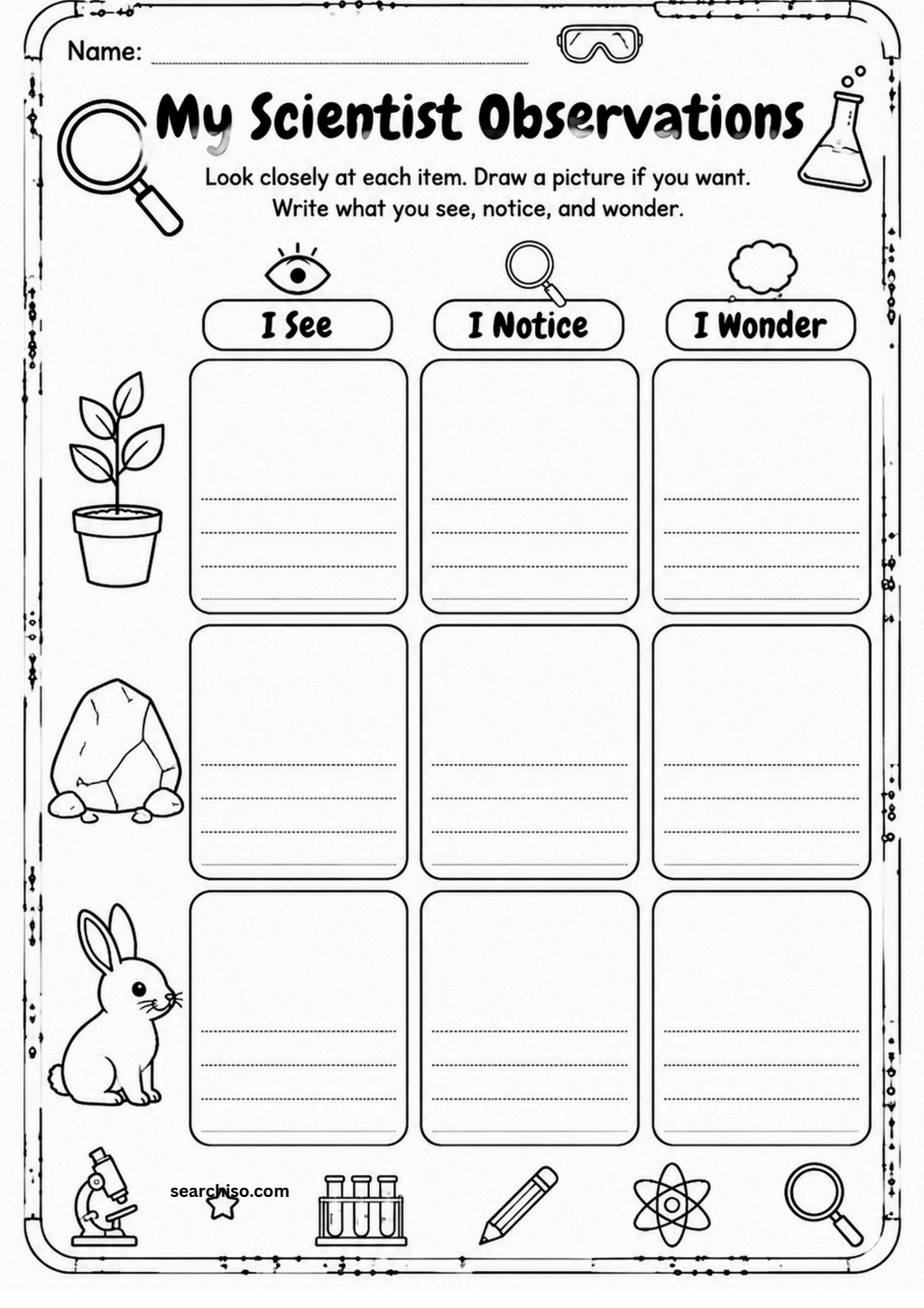 My Scientist Observations Activity Worksheet