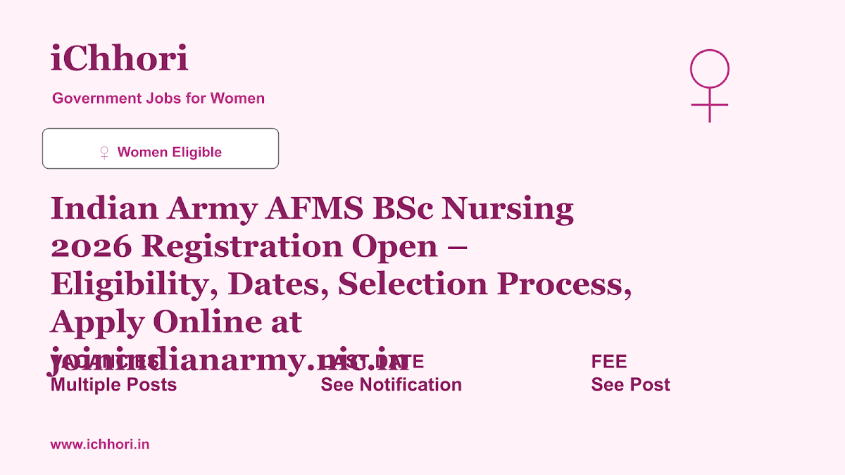 Indian Army AFMS BSc Nursing 2026 Registration Open – Eligibility, Dates, Selection Process, Apply Online at joinindianarmy.nic.in - iChhori