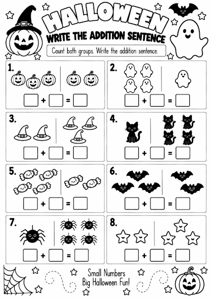 Halloween Write the Addition Sentence