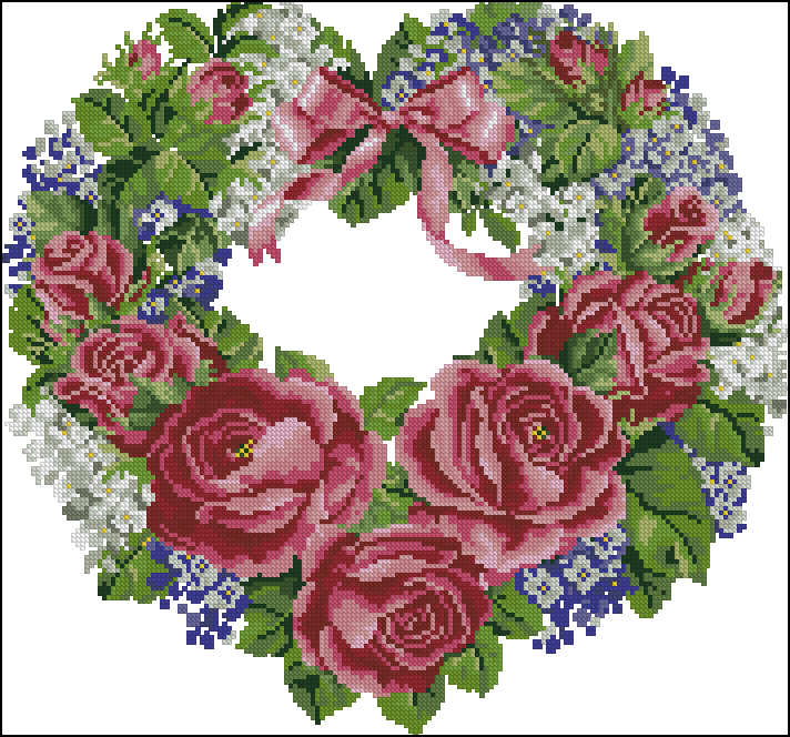 DOME80903 Roses And Lilac Wreath
