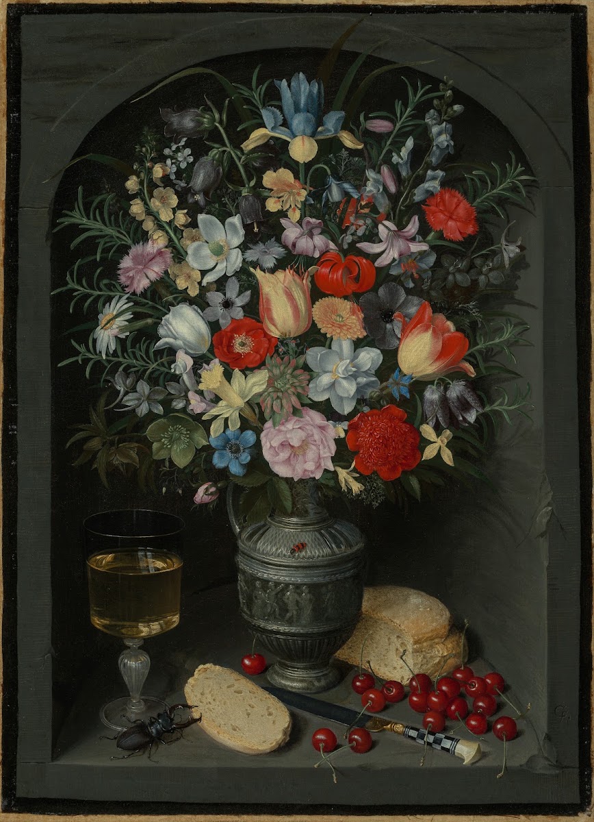 Blumenstillleben in einer Nische 1620