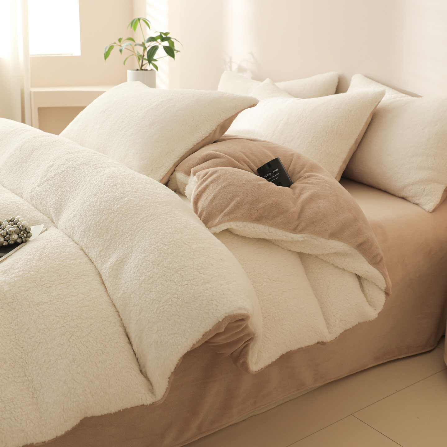 Teddy fleece bedding set, warming, 3- or 4-piece
