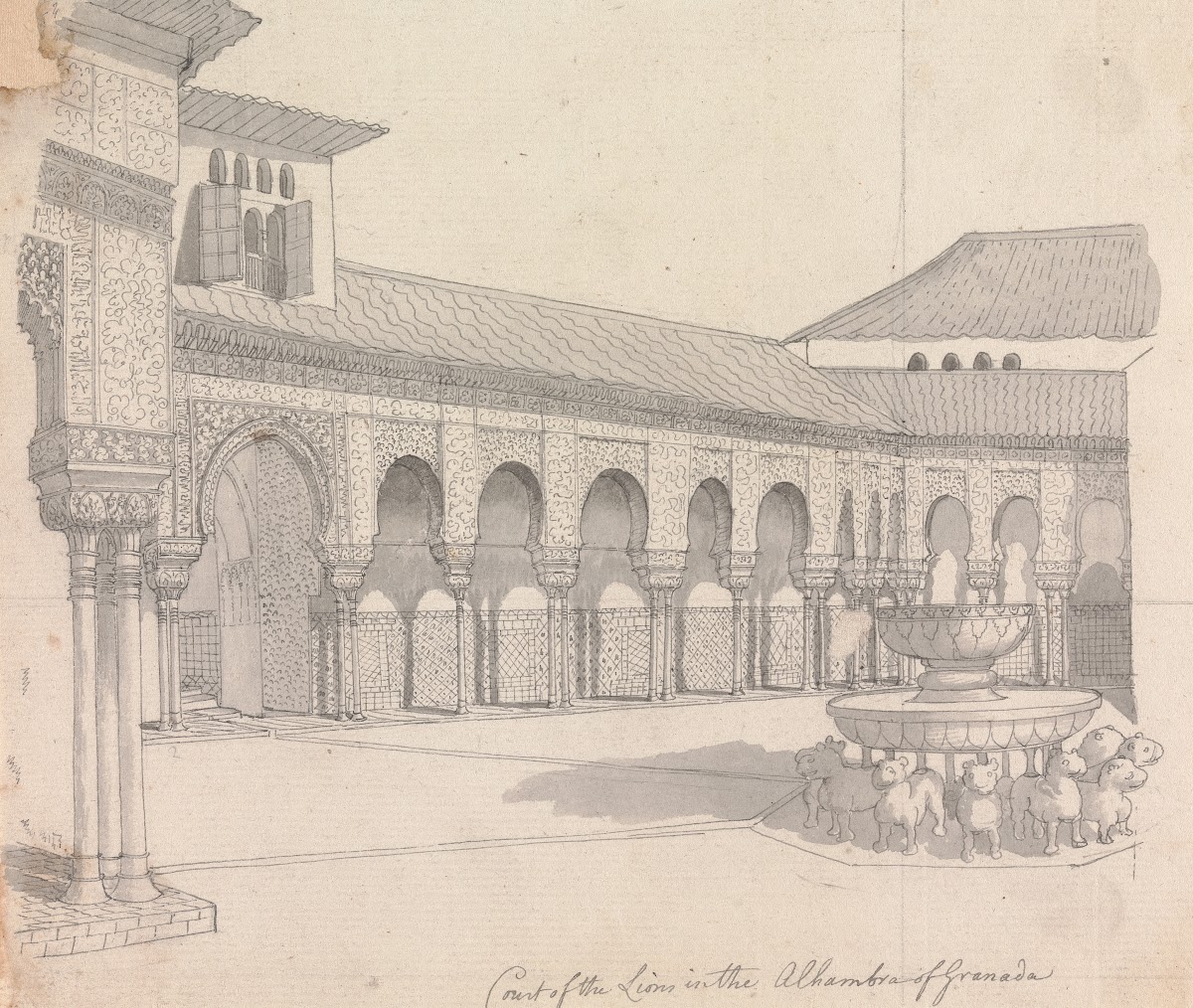 Court of the Lions in the Alhambra of Granada 1775 to 1776
