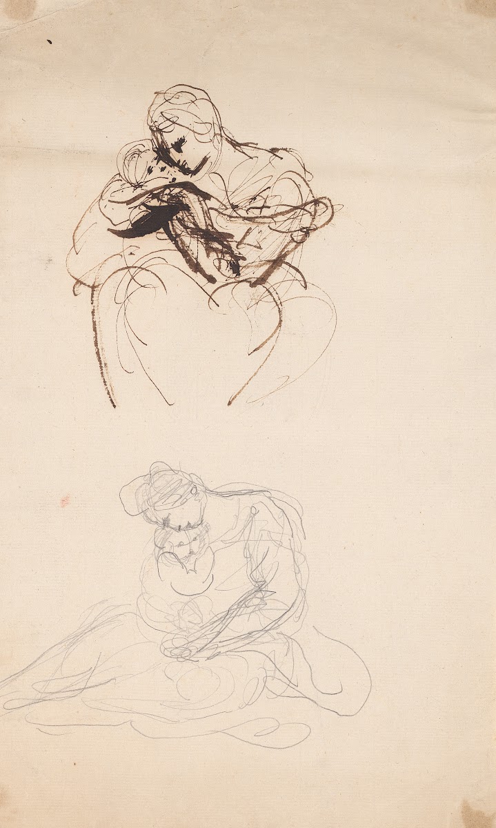Two Sketches of a Woman and Infant