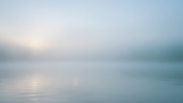 Calm water and mist with open centre space — Origin Bible Week 2 Garden of Eden free image