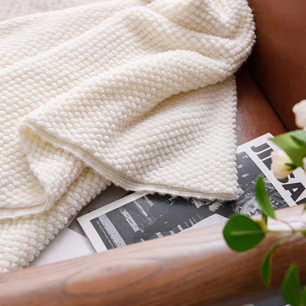 Modern knitted blanket with fringes, acrylic, 130x180cm or 130x230cm