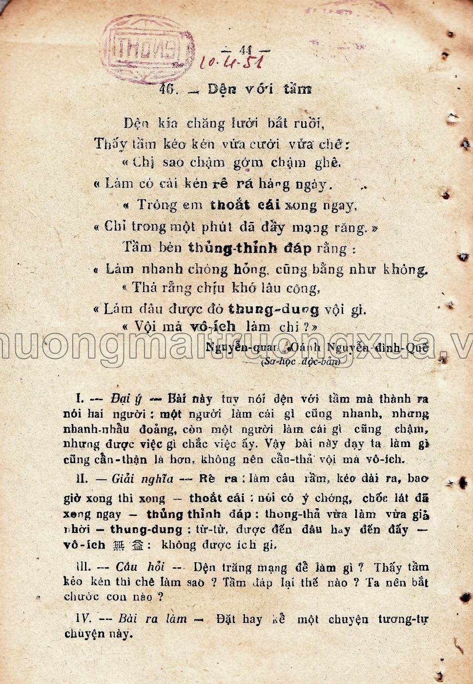 Tập đọc và học thuộc lòng (lớp sơ đẳng - trung đẳng năm thứ nhất, 1939) - Trang 45