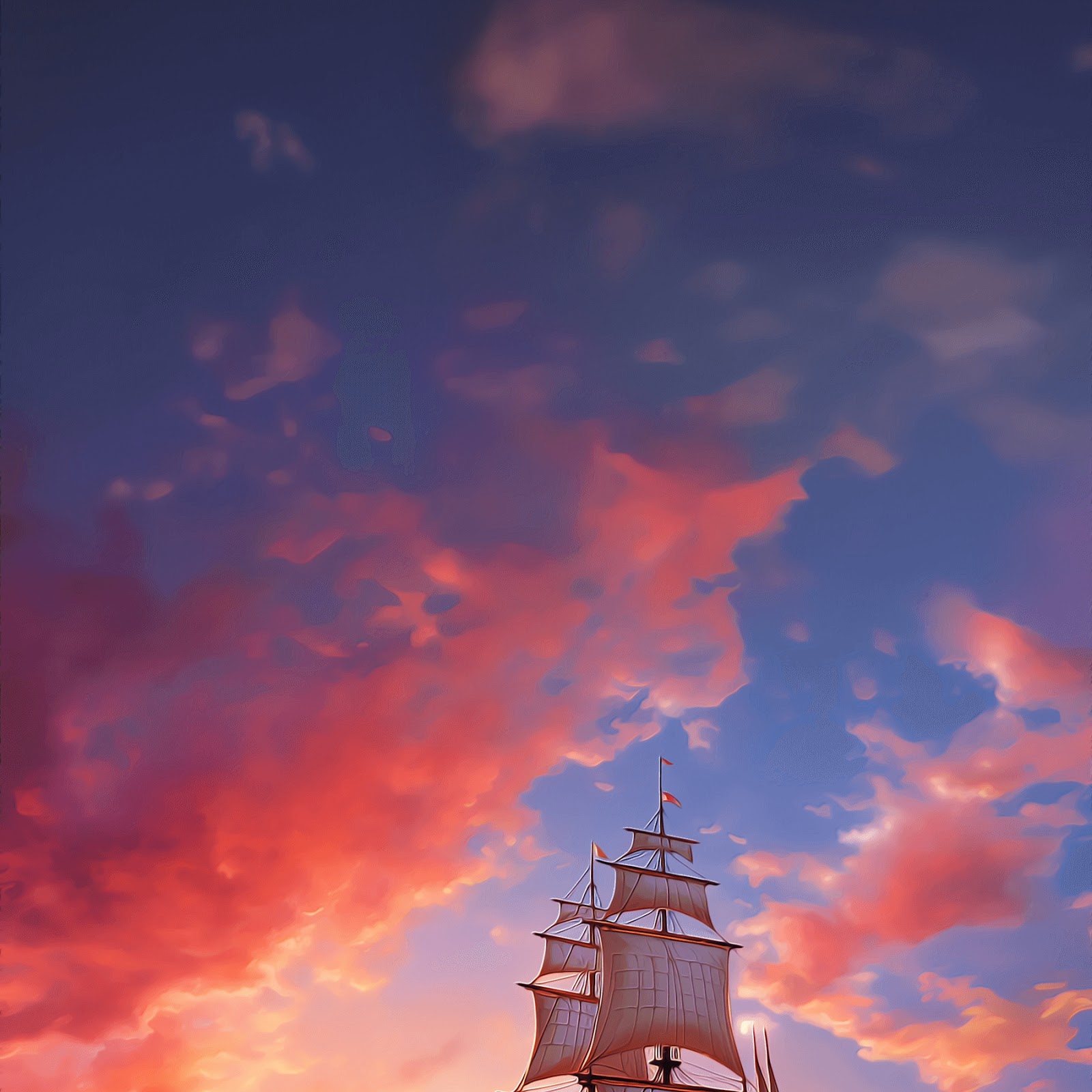 Download Sailing Ship at Golden Sunset 2K iPhone