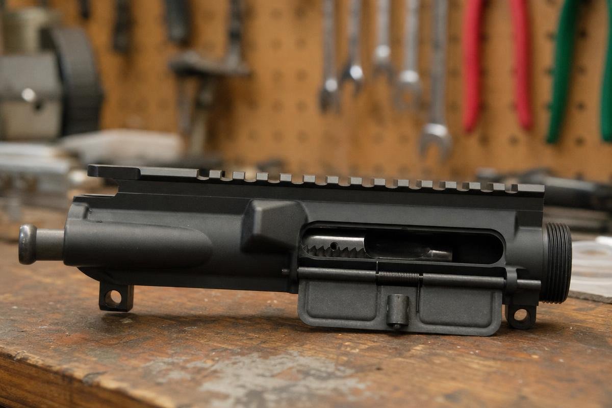 AR-15 dust cover removed from upper receiver during bench shooting