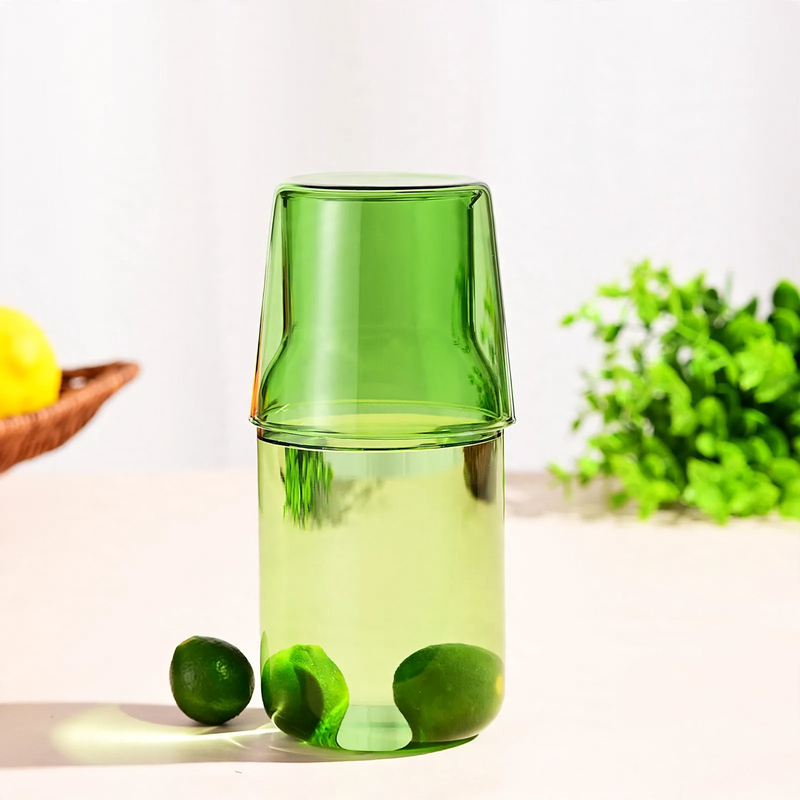 Glass carafe with glass, heat resistant