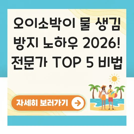 오이소박이 물 생김 방지 노하우