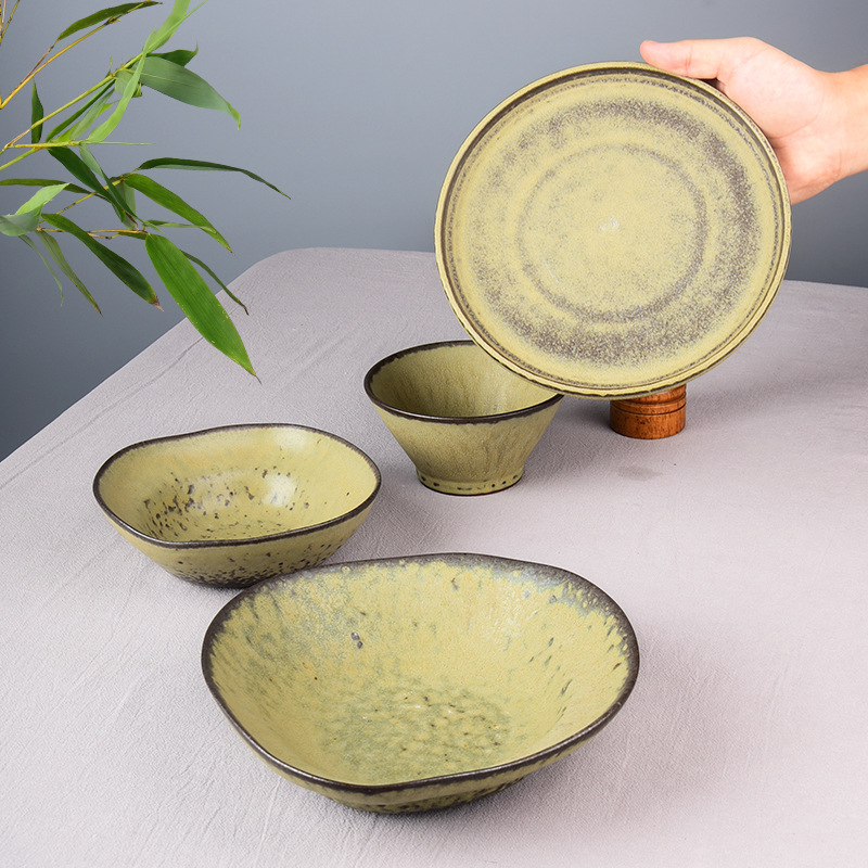 Ceramic bowl, Stone Green, irregular shape