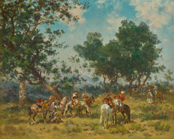 Horsemen Breaking Camp