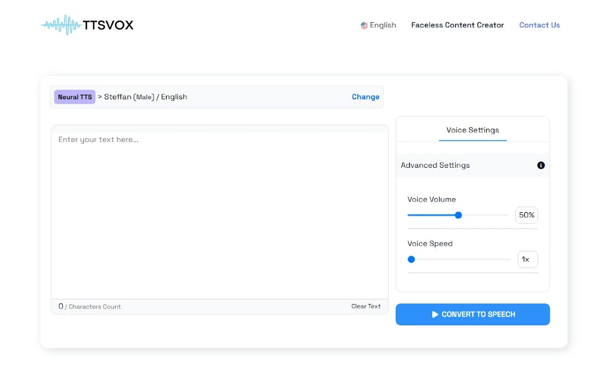 Captura de TTSVox - Free Text to Speech AI