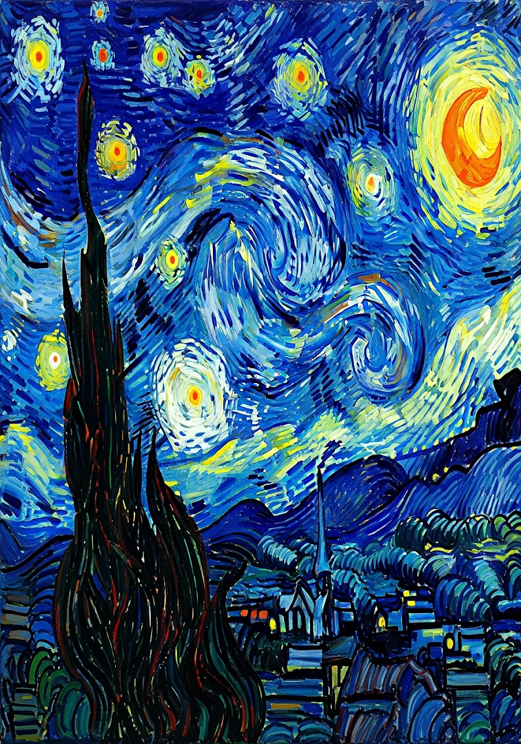 Van Gogh Inspired Swirls Night Sky Abstract Art