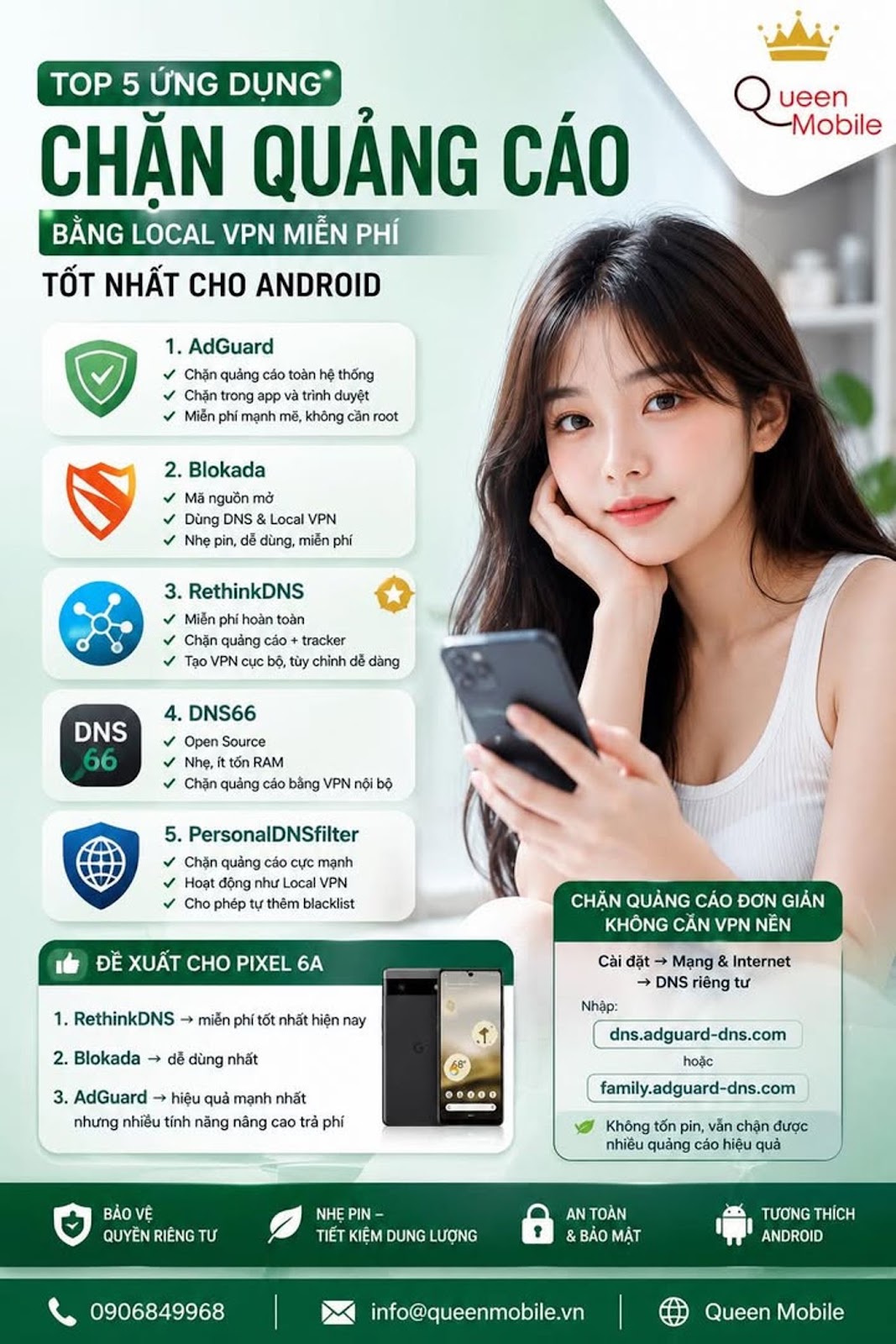 Wenn Sie Werbung mit lokalem VPN blockieren möchten (kein Root erforderlich, kostenlos), finden Sie hier die beliebtesten Apps für Android: